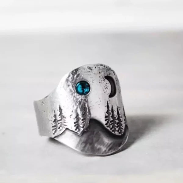 Bague de lune bleue forêt