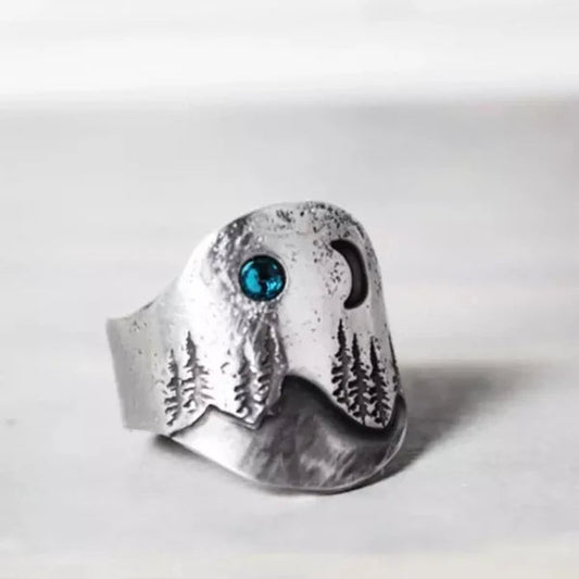 Bague de lune bleue forêt