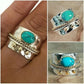 Bague large en ruban turquoise