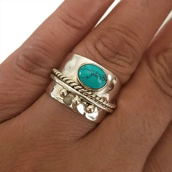 Bague large en ruban turquoise