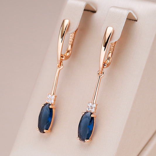 Boucles d'oreilles en cristal bleu élégantes en or
