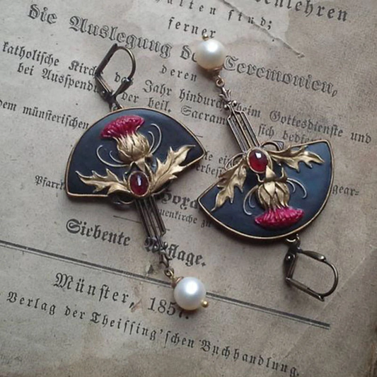 Boucles d'oreilles Bohèmes en Perles et Cristaux Rouges Éblouissants