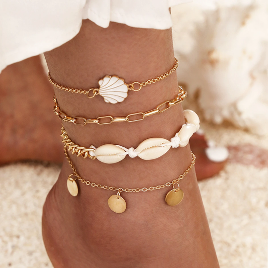 Élégante Bracelet de Cheville en Coquillage