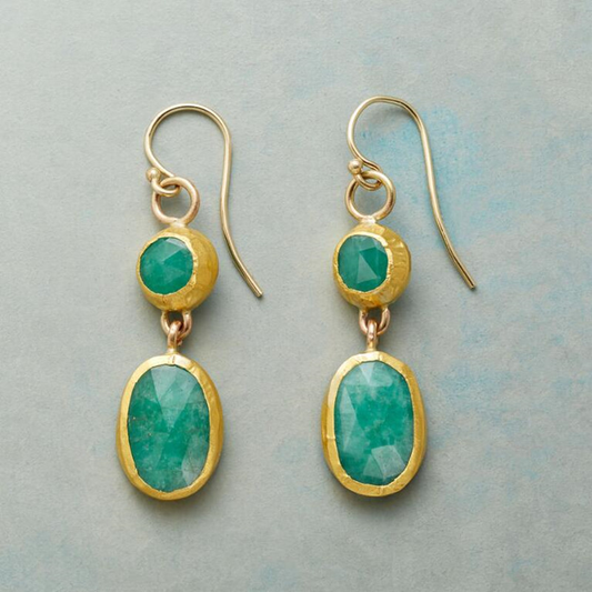 Boucles d'oreilles vintage en turquoise et or