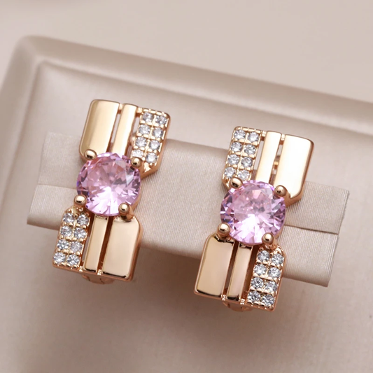 Boucles d'oreilles en zirconium rose brillante