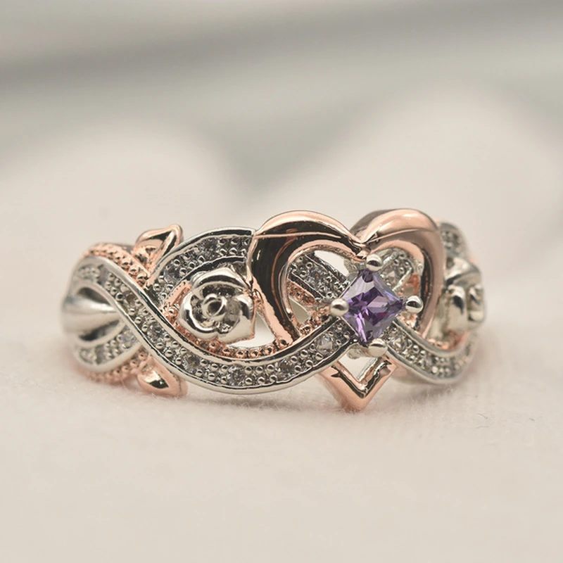 Bague cœur élégante et brillante en or rose