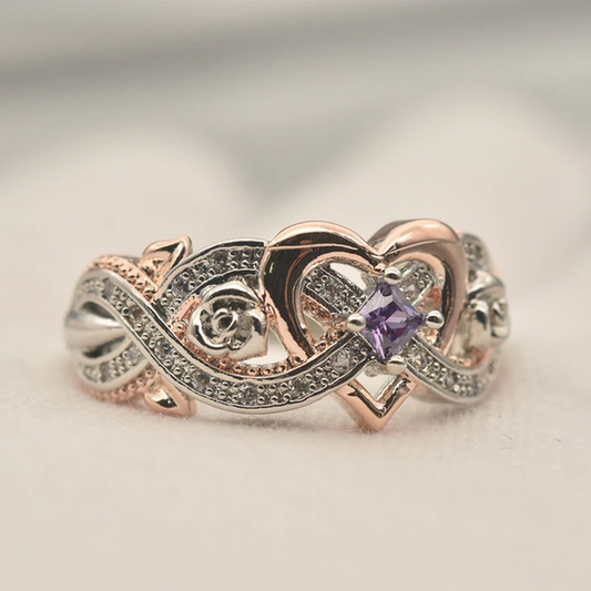 Bague cœur élégante et brillante en or rose