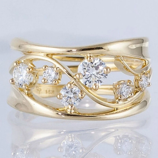 Bague élégante plaquée or avec zirconium