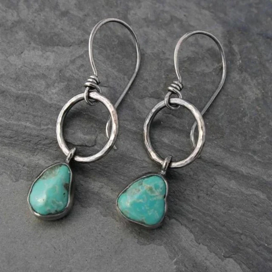 Boucles d'oreilles en pierre turquoise en argent vintage