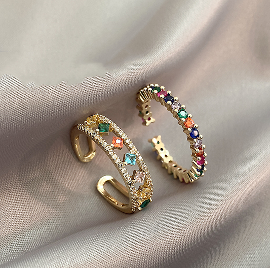 Bague élégante multi-colorée avec zirconias