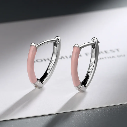 Boucles d'oreilles roses élégantes en argent