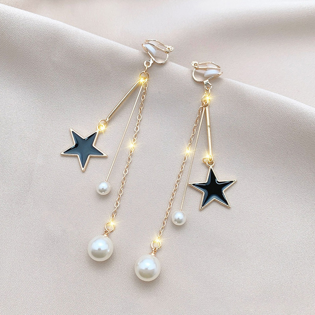 Boucles d'oreilles étoile scintillantes élégantes avec perles