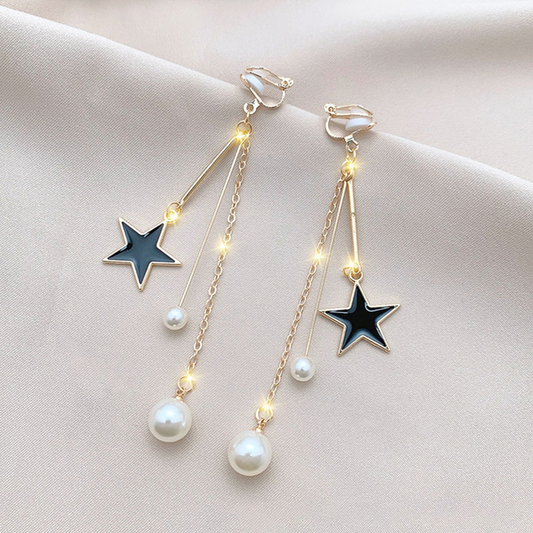 Boucles d'oreilles étoile scintillantes élégantes avec perles