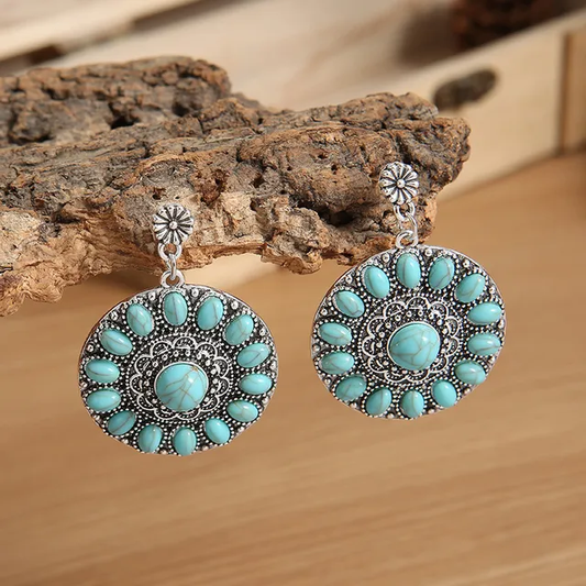 Boucles d'oreilles mandala vintage turquoise