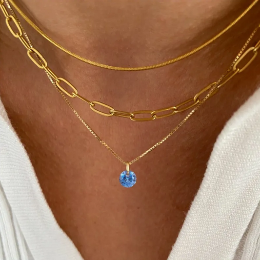 Collier vintage avec zirconium bleu