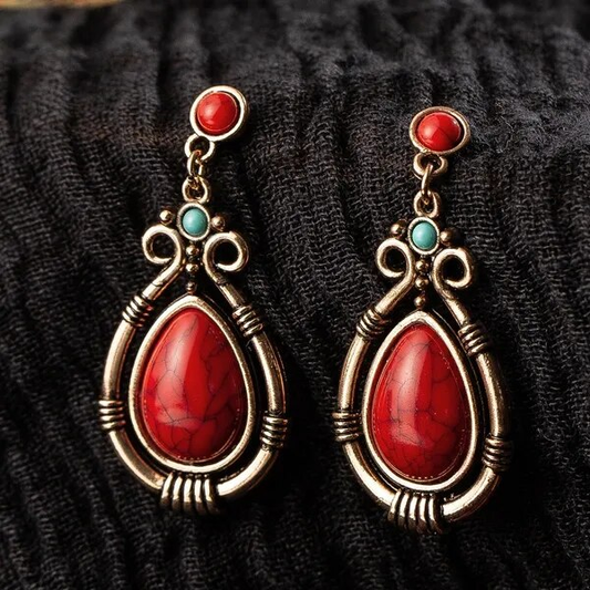 Boucles d'oreilles Vintage Rote avec pierre