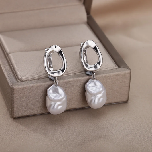 Boucles d'oreilles en perles vintage en argent