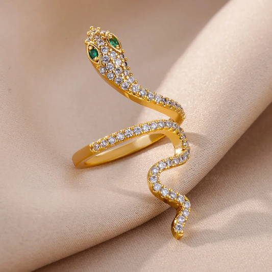 Bague serpent brillant en zircon vert