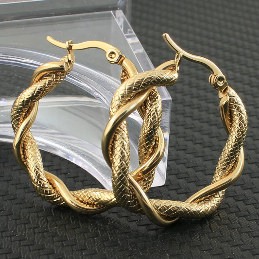 Boucles d'oreilles en or tressées