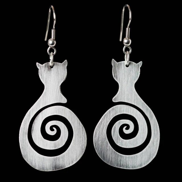 Boucles d'oreilles en spirale vintage pour chat
