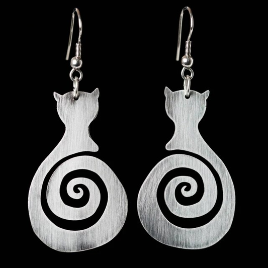 Boucles d'oreilles en spirale vintage pour chat