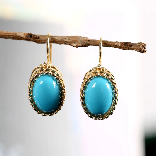 Boucles d'oreilles vintage bleues et dorées