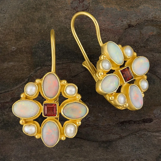 Boucles d'oreilles vintage en perles et opale