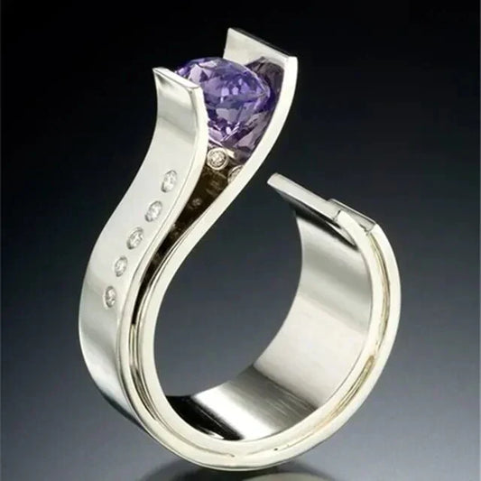 Bague vintage avec cristal violet en argent