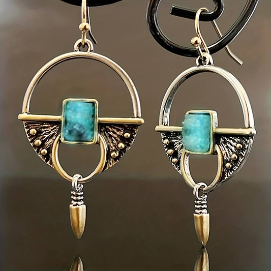 Boucles d'oreilles égyptiennes avec pierre vintage bleue