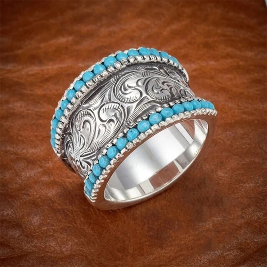 Bague vintage avec pierres turquoise