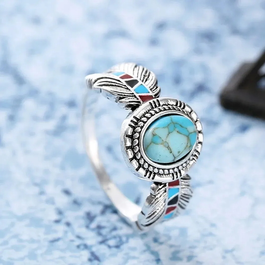 Bague en argent avec pierre turquoises vintage