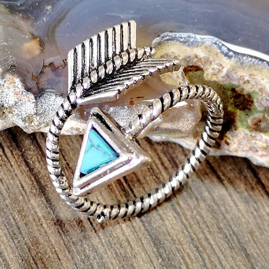 Bague Flèche en Turquoise Vintage en Argent Sterling