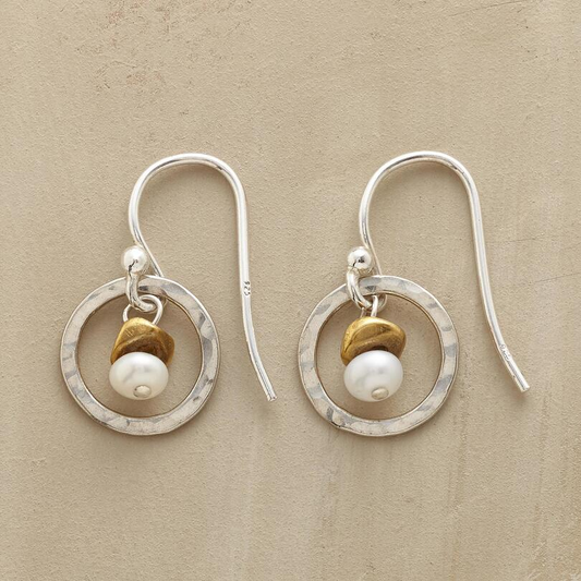 Boucles d'oreilles vintage arrondies en argent et perles