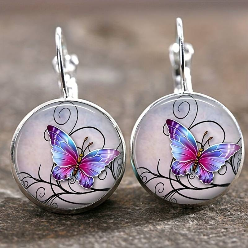 Boucles d'oreilles en cristal vintage en forme de papillon arrondi