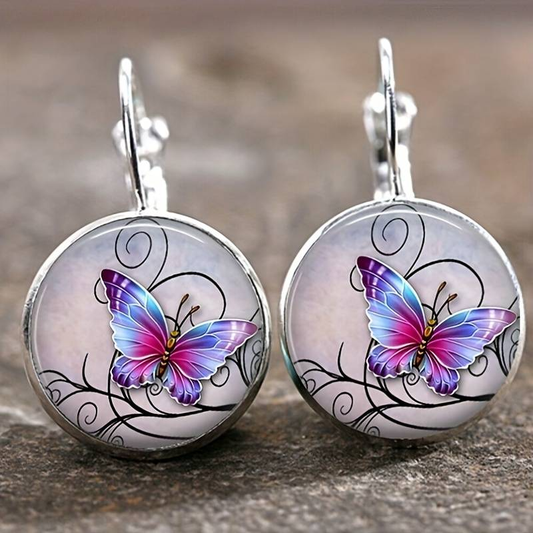 Boucles d'oreilles en cristal vintage en forme de papillon arrondi