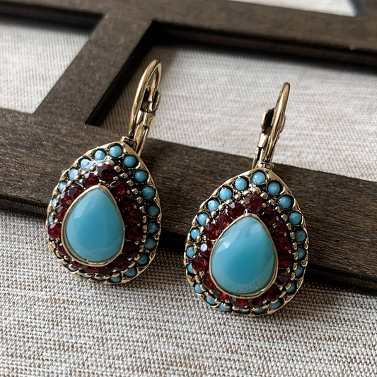 Boucles d'oreilles mandala en opale vintage Blauer