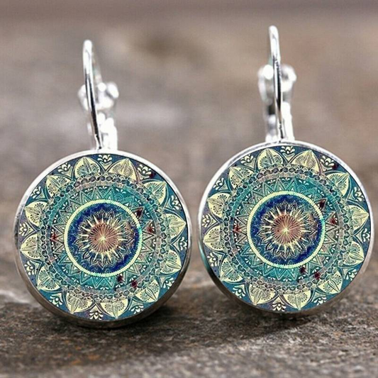Boucles d'oreilles Mandala arrondies vintage
