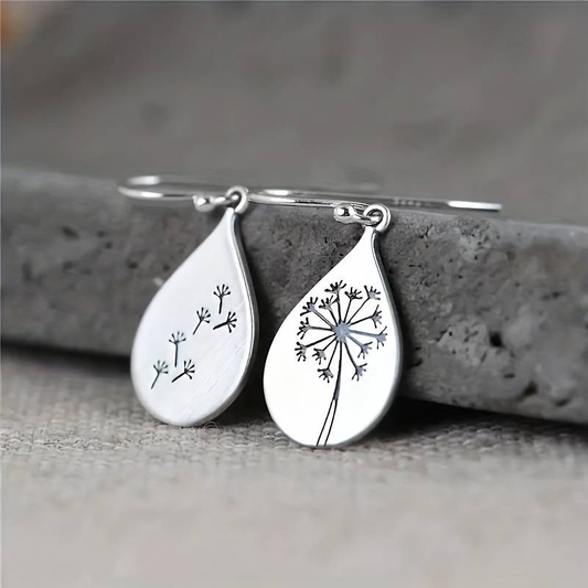 Boucles d'oreilles vintage en argent avec fleurs de pissenlit