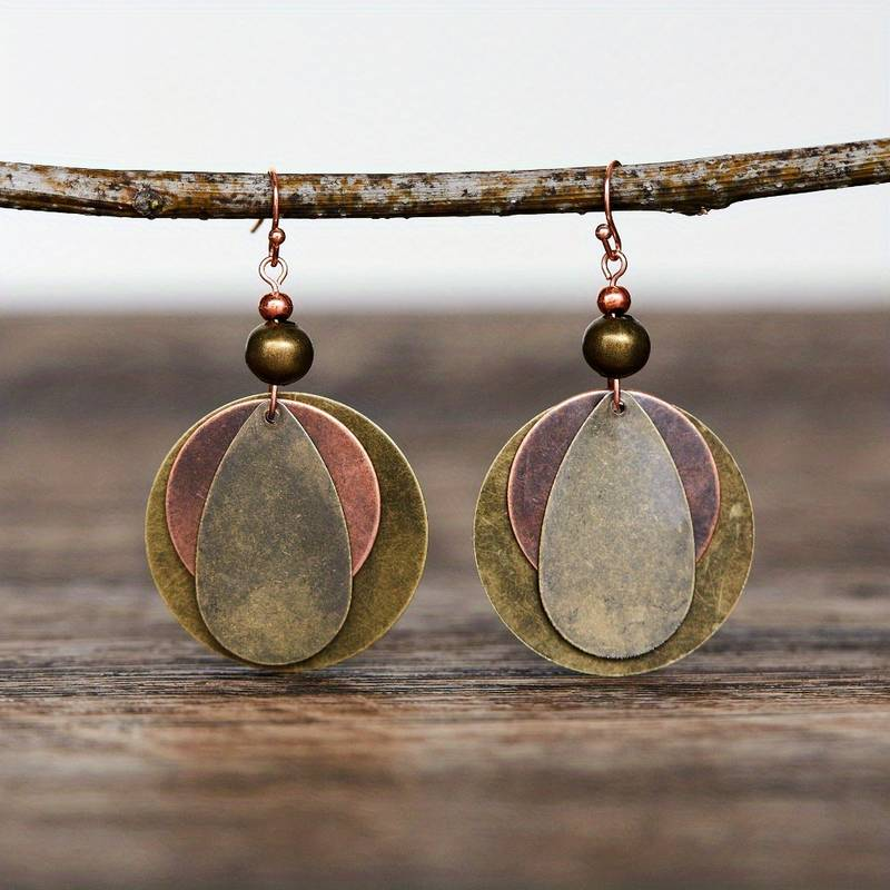Boucles d'oreilles vintage rondes marron