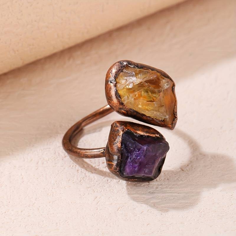 Bague en pierre d'intarsia naturelle vintage