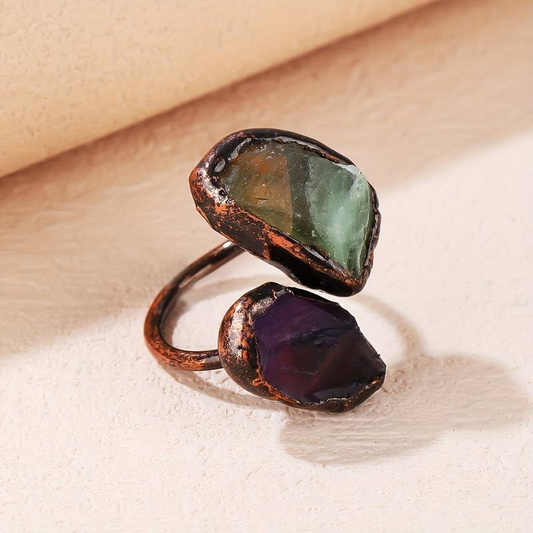 Bague en pierre d'intarsia naturelle vintage