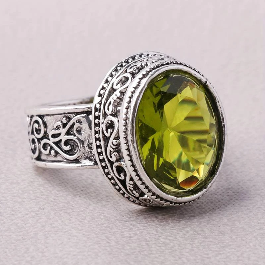 Bague en verre d'olive vintage