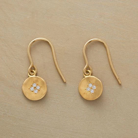 Boucles d'oreilles vintage avec zircone en or