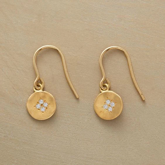Boucles d'oreilles vintage avec zircone en or