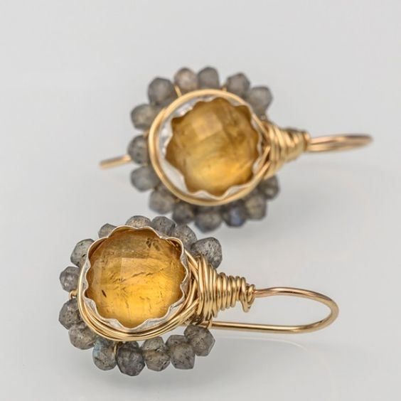 Boucles d'oreilles vintage en cristal orange et or