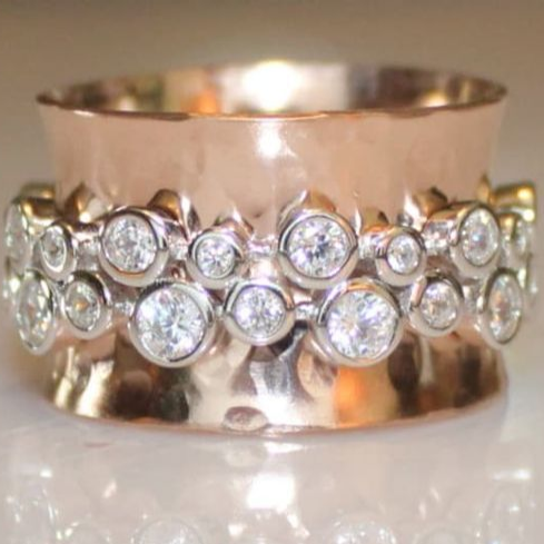 Ceinture vintage en zirconia avec bague rose