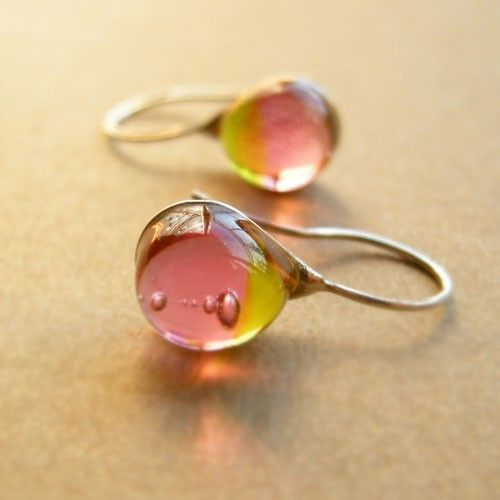 Boucles d'oreilles en verre chaud avec gouttes vintage