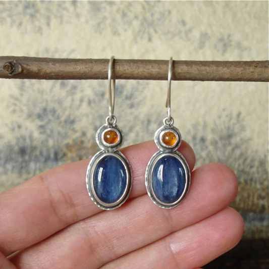 Boucles d'oreilles vintage bleues et orange