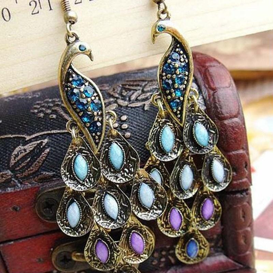 Boucles d'oreilles Paon Vintage Cristaux