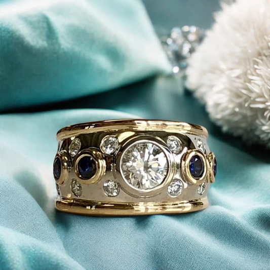 Bague vintage plaqué or avec incrustation de zirconia